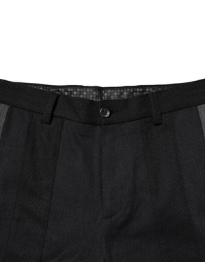 Dolce & Gabbana Schwarz-Grau Baumwolle Tapered Herrenhosen