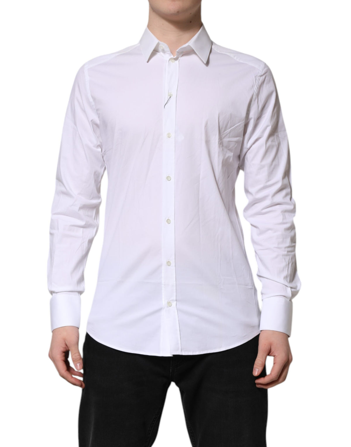 Dolce & Gabbana Weißes GOLD Baumwollkragenhemd Top