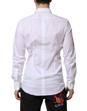 Dolce & Gabbana Weißes GOLD Baumwollkragenhemd Top