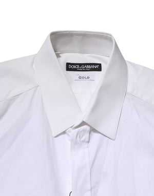 Dolce & Gabbana Weißes GOLD Baumwollkragenhemd Top