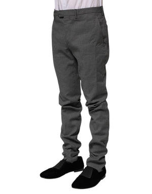 Black White Checkered Tapered Dress Pants