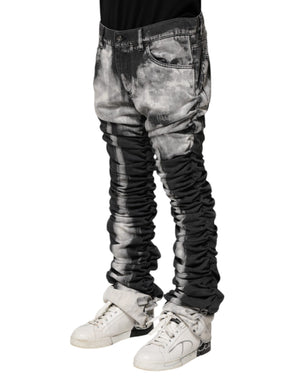 Dolce & Gabbana Schwarze Tie Dye Straight Denim Jeans