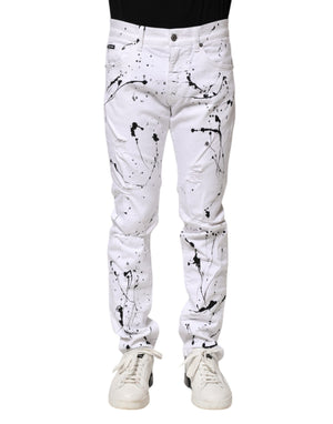 Dolce & Gabbana Weiße ColorSplash Skinny Denim Jeans