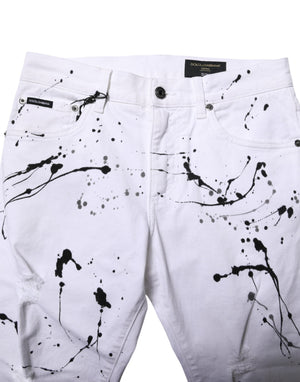Dolce & Gabbana Weiße ColorSplash Skinny Denim Jeans