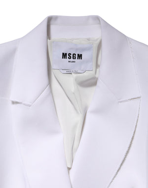 MSGM Weiße Polyesterjacke mit langen Ärmeln und geraffter Wickelstruktur