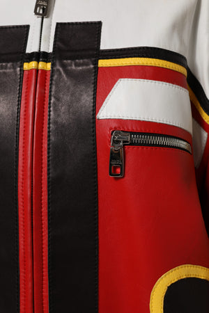 Dolce & Gabbana Multicolor Leder Biker Mantel Jacke mit Reißverschluss