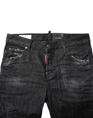 Dsquared² Schwarze Skinny-Jeans aus gewaschener Baumwolle mit mittlerer Taille