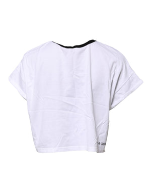 Dolce & Gabbana Weißes T-Shirt mit Rundhalsausschnitt und Grafikdruck