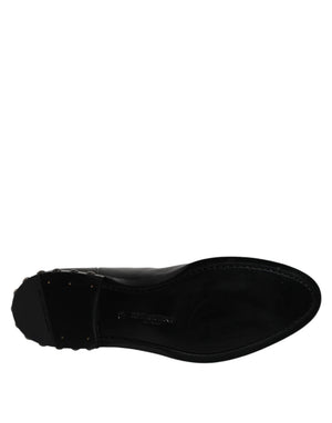 Dolce & Gabbana Schwarze Leder Logo-Stiefeletten Nietenschuhe