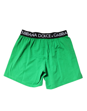 Dolce & Gabbana Grüne Baumwoll-Boxershorts Regular Unterwäsche