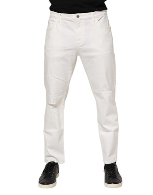 Dolce & Gabbana Weiße Baumwolle Lose Männer Denim Jeans