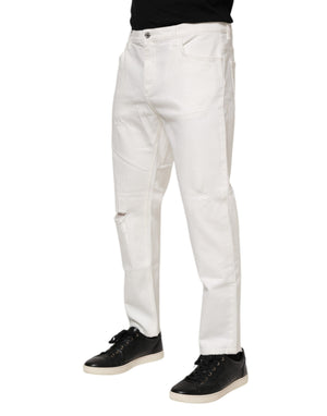 Dolce & Gabbana Weiße Baumwolle Lose Männer Denim Jeans