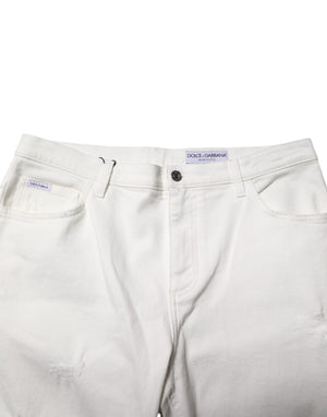 Dolce & Gabbana Weiße Baumwolle Lose Männer Denim Jeans
