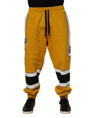 Dolce & Gabbana Gelbe Baumwoll-Logo-Jogger-Sweatpants mit Kordelzug