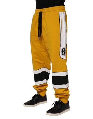 Dolce & Gabbana Gelbe Baumwoll-Logo-Jogger-Sweatpants mit Kordelzug
