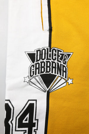 Dolce & Gabbana Gelbe Baumwoll-Logo-Jogger-Sweatpants mit Kordelzug