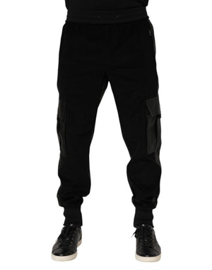 Dolce & Gabbana Schwarze Baumwoll-Cargo-Joggerhose für Männer
