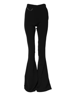 Dsquared² Schwarze Schlaghose mit hoher Taille aus Polyester