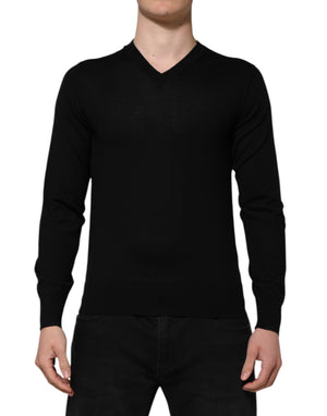 Dolce & Gabbana Schwarzer Kaschmir Pullover mit Rundhalsausschnitt für Männer