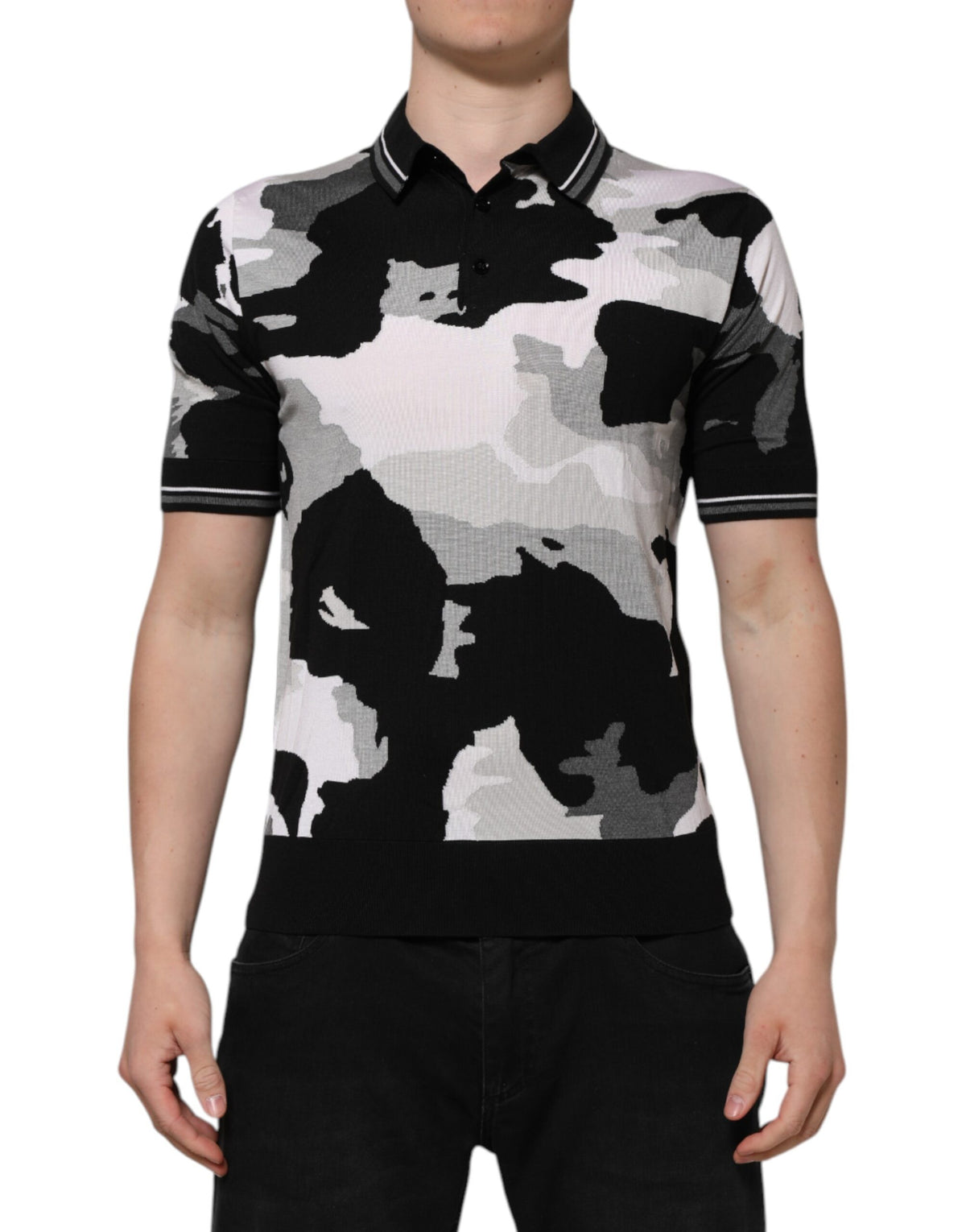 Dolce & Gabbana Multicolor Tarnfarbenes Polo-Shirt mit Kragen