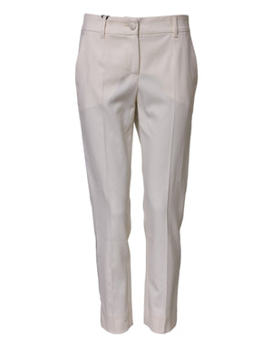 Dolce & Gabbana Weiße konisch zulaufende Hose aus Wolle mit mittlerer Taille