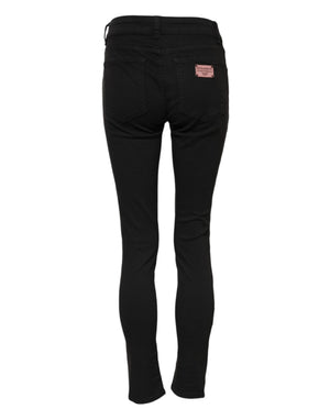 Dolce & Gabbana Schwarze Skinny Jeans aus Baumwolldenim mit mittlerer Bundhöhe
