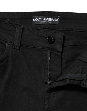 Dolce & Gabbana Schwarze Skinny Jeans aus Baumwolldenim mit mittlerer Bundhöhe
