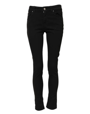 Dolce & Gabbana Schwarze Skinny Jeans aus Baumwolldenim mit mittlerer Bundhöhe