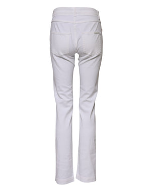 Dolce & Gabbana Weiße Denim-Jeans mit Blumenstickerei GIRLY