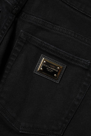 Dolce & Gabbana Schwarze Boyfriend Denim-Jeans aus Baumwolle mit Schlag