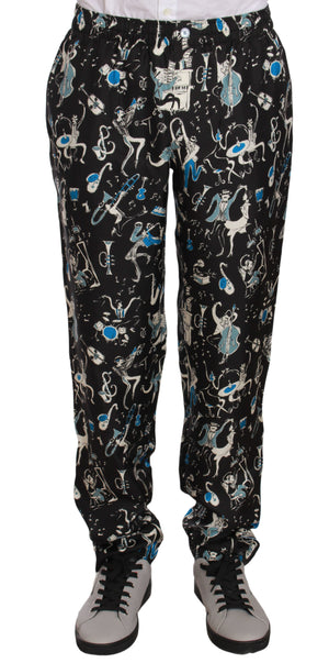 Dolce & Gabbana Schwarze Musikinstrumenten-Schlafanzugshose
