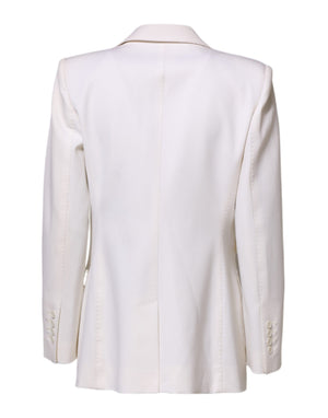 Dolce & Gabbana Weißer Wollmantel einreihig Frauen Mantel Jacke