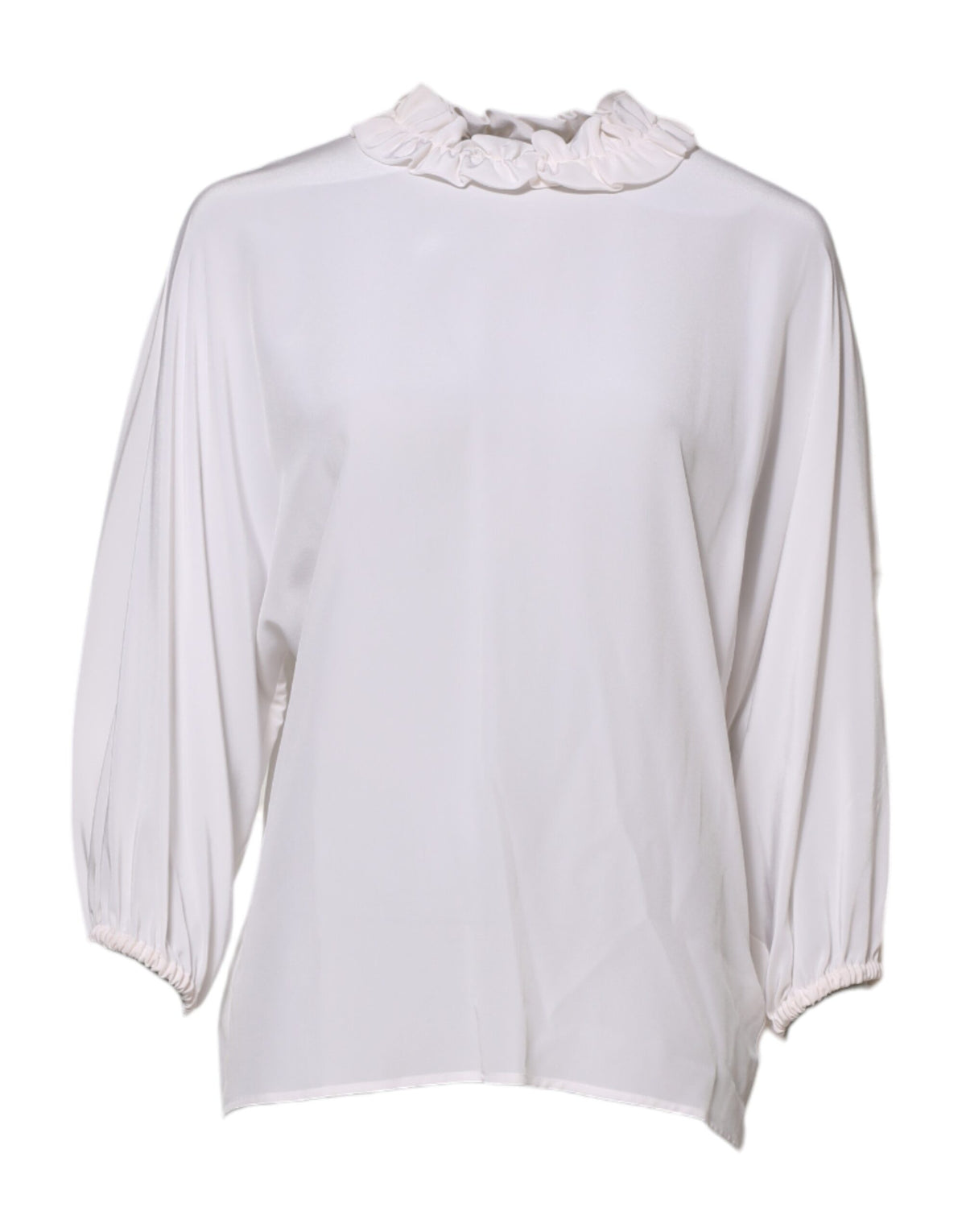 Dolce & Gabbana Weiße Bluse mit gerafftem Ausschnitt Pullover-Oberteil