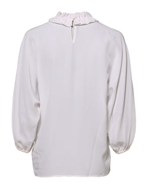 Dolce & Gabbana Weiße Bluse mit gerafftem Ausschnitt Pullover-Oberteil
