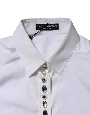 Dolce & Gabbana Weißes kristallverziertes Hemd mit Kragen
