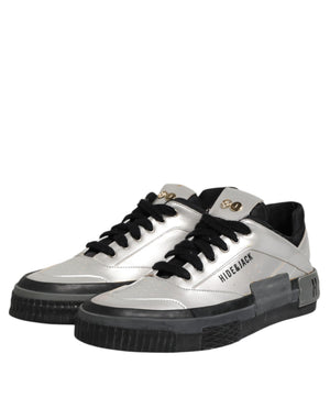 HIDE & JACK Silberne Leder Schnürschuhe Low Top Sneakers Schuhe