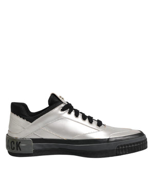 HIDE & JACK Silberne Leder Schnürschuhe Low Top Sneakers Schuhe