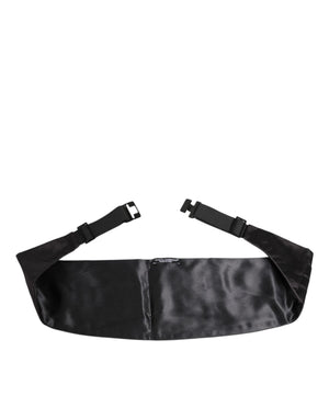 Dolce & Gabbana Schwarzer Herren 100% Seidengürtel Breite Taille Kummerbund