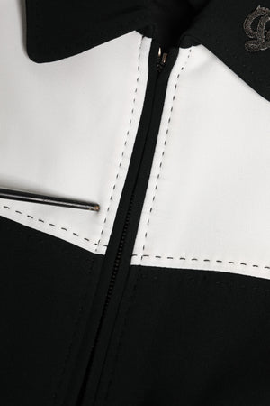 Dolce & Gabbana Schwarz Weiß DG Crown Full Zip Blouson Jacke
