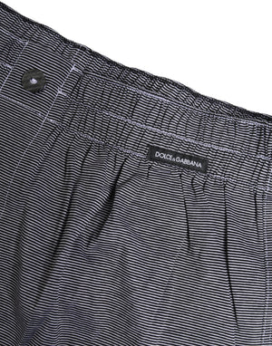 Dolce & Gabbana Graue gestreifte Baumwoll-Boxer-Unterwäsche Regular