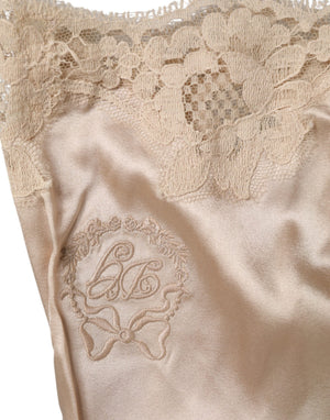 Dolce & Gabbana Beige Spitze Seide Satin Tank Dessous Unterwäsche