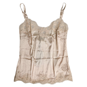 Dolce & Gabbana Beige Spitze Seide Satin Tank Dessous Unterwäsche