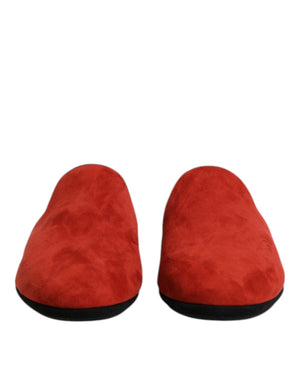 Dolce & Gabbana Orange Wildleder Pantoffeln Flache Hausschuhe