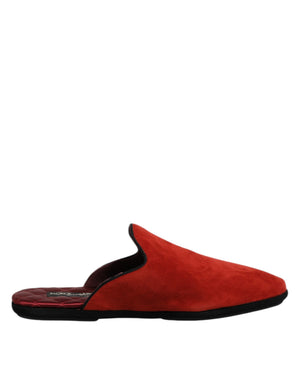 Dolce & Gabbana Orange Wildleder Pantoffeln Flache Hausschuhe