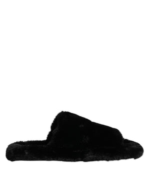 Dolce & Gabbana Schwarzer Polyester-Samt Pantoffel Schuhe