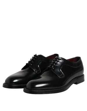 Dolce & Gabbana Schwarze Kalbsleder Schnürschuhe Dress Derby