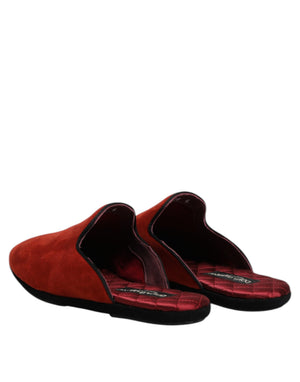 Dolce & Gabbana Orange Wildleder Pantoffeln Flache Hausschuhe