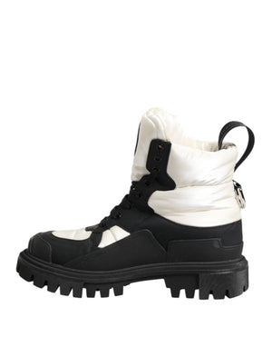 Dolce & Gabbana Schwarze weiße gepolsterte Schnürstiefel kurze Schuhe