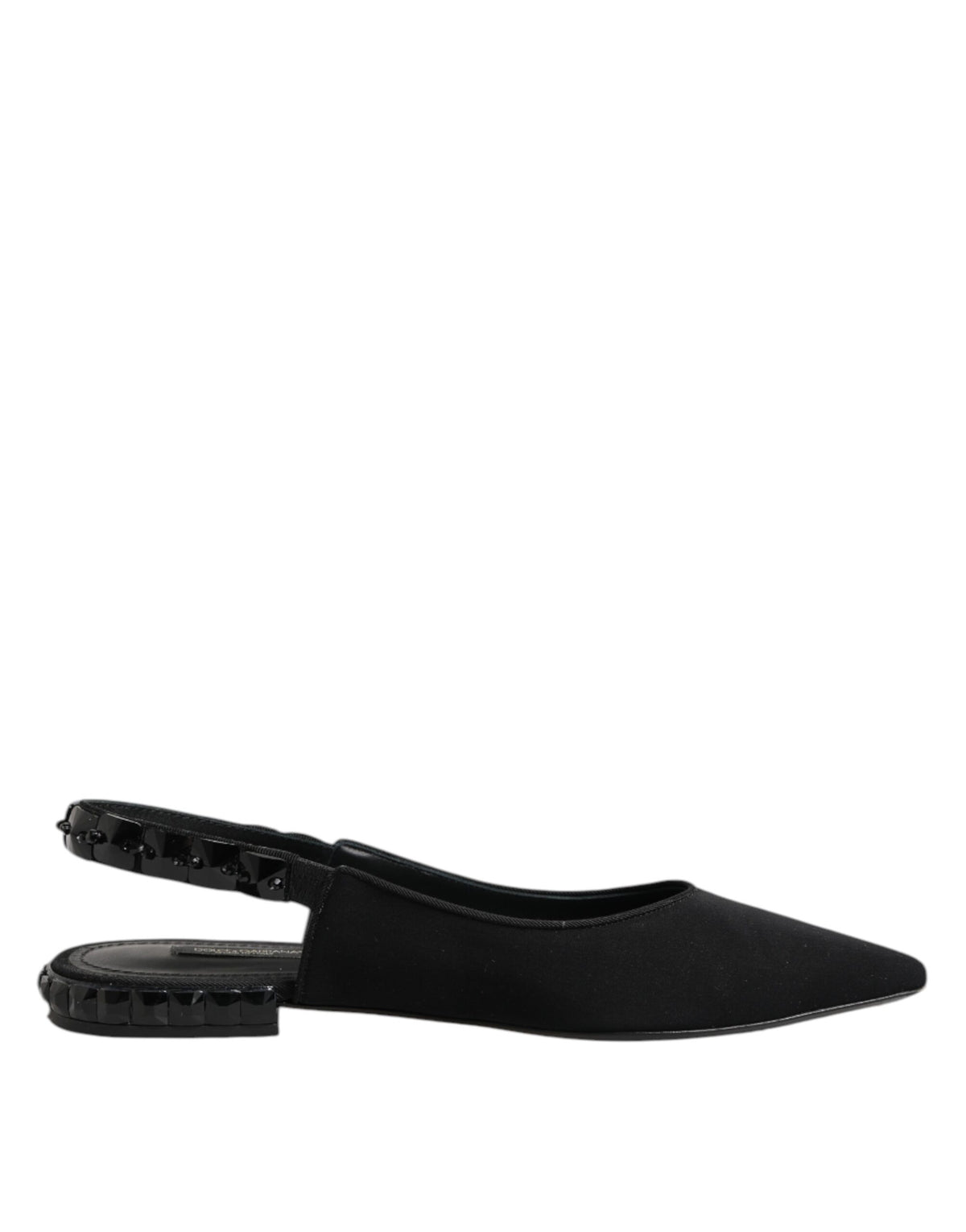 Dolce & Gabbana Schwarze Slingback-Schuhe aus Charmeuse mit Kristallen
