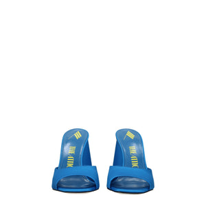 The Attico Hellblaue Satin-Plateausandalen